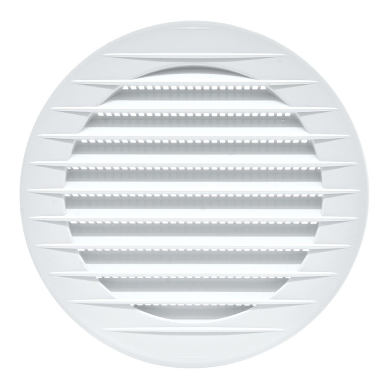 Rejilla ventilación redonda empotrable con mosquitera ø100mm abs blanca Rejilla ventilación redonda empotrable con mosquitera ø100mm abs blanca
