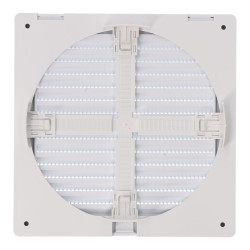 Rejilla ventilación cuadrada empotrable ajustable ø 80-150 con mosquitera 170x170x11,5mm abs blanca