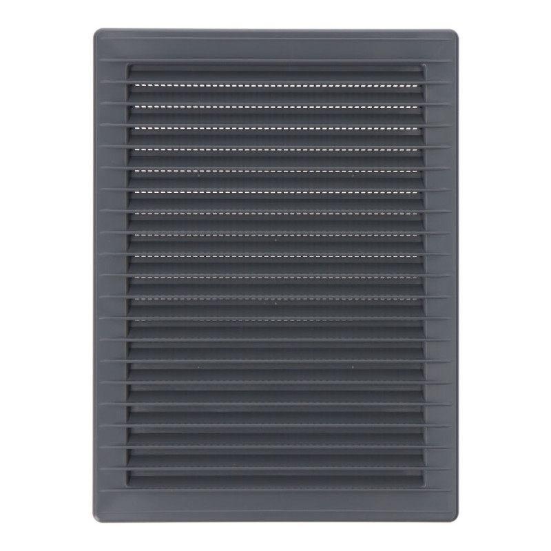 Rejilla ventilacíón rectangular empotrable con mosquitera abs 135x205mm gris Rejilla ventilacíón rectangular empotrable con mosquitera abs 135x205mm gris