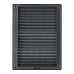 Rejilla ventilacíón rectangular empotrable con mosquitera abs 135x205mm gris