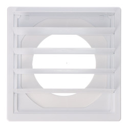 Rejilla ventilación cuadrada empotrable con lamas móviles 170x170mm enclavamiento ø100mm abs blanca
