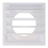Rejilla ventilación cuadrada empotrable con lamas móviles 170x170mm enclavamiento ø100mm abs blanca