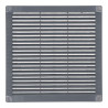 Rejilla ventilación cuadrada con tapones y mosquitera 250x250x7mm abs gris