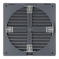 Rejilla ventilación cuadrada empotrable ajustable ø 80-150 con mosquitera 170x170x11,5mm abs gris
