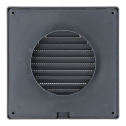 Rejilla ventilación cuadrada empotrable ø 100mm con mosquitera 170x170x11,5mm abs gris