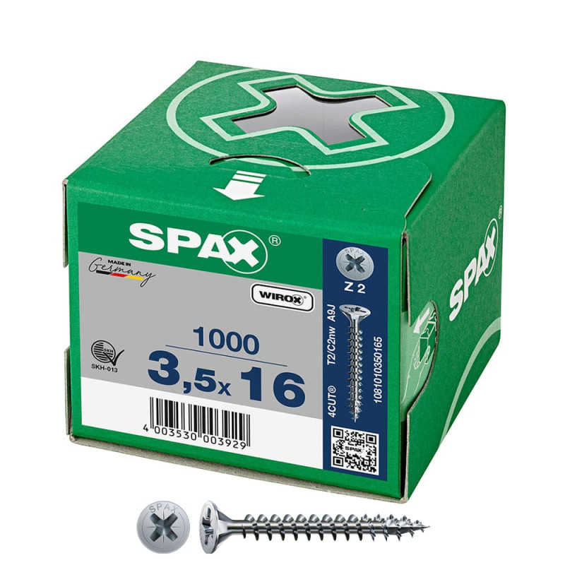 Caja 1000 unid. tornillo universal cabeza plana wirox 3,5x16mm z2 Caja 1000 unid. tornillo universal cabeza plana wirox 3,5x16mm z2