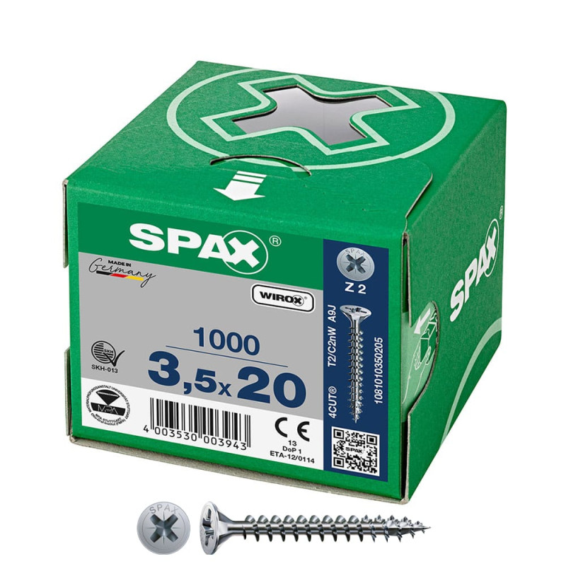 Caja 1000 unid. tornillo universal cabeza plana wirox 3,5x20mm z2 Caja 1000 unid. tornillo universal cabeza plana wirox 3,5x20mm z2