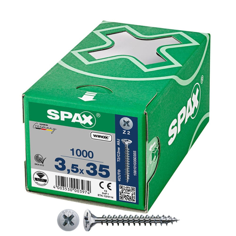 Caja 1000 unid. tornillo universal cabeza plana wirox 3,5x35mm z2 Caja 1000 unid. tornillo universal cabeza plana wirox 3,5x35mm z2