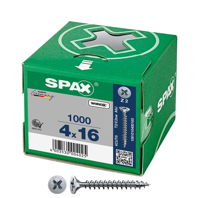Caja 1000 unid. tornillo universal cabeza plana wirox 4x16mm z2 Caja 1000 unid. tornillo universal cabeza plana wirox 4x16mm z2