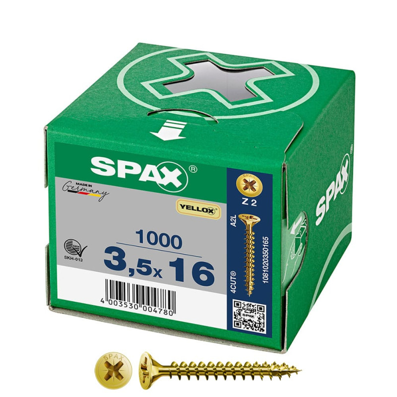 Caja 1000 unid. tornillo universal cabeza plana yellox 3,5x16mm z2 Caja 1000 unid. tornillo universal cabeza plana yellox 3,5x16mm z2