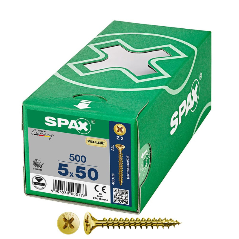 Caja 500 unid. tornillo universal cabeza plana yellox 5x50mm z2 Caja 500 unid. tornillo universal cabeza plana yellox 5x50mm z2