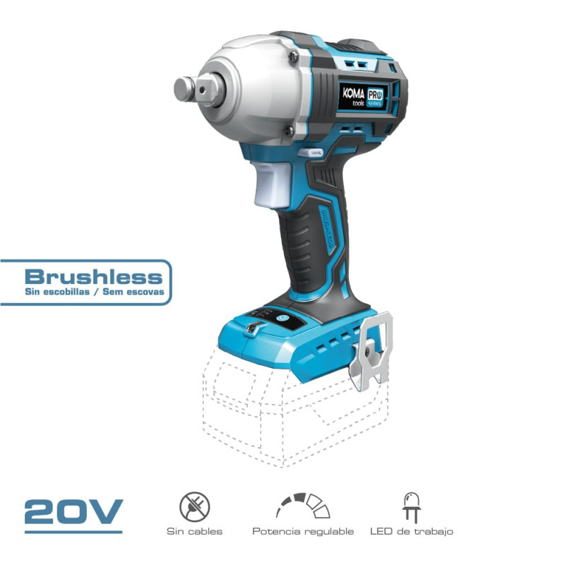 Llave de impacto 20 v brushless 450 nm (sin bateria ni cargador) Llave de impacto 20 v brushless 450 nm (sin bateria ni cargador)