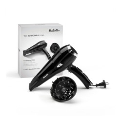 Secador de pelo 2000w negro con cable retráctil