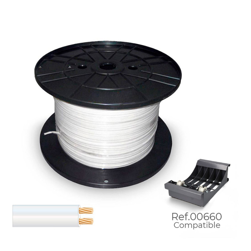 Cable paralelo 48v 2 x 0,75 mm² blanco 500 m. (bobina mediana) Cable paralelo 48v 2 x 0,75 mm² blanco 500 m. (bobina mediana)