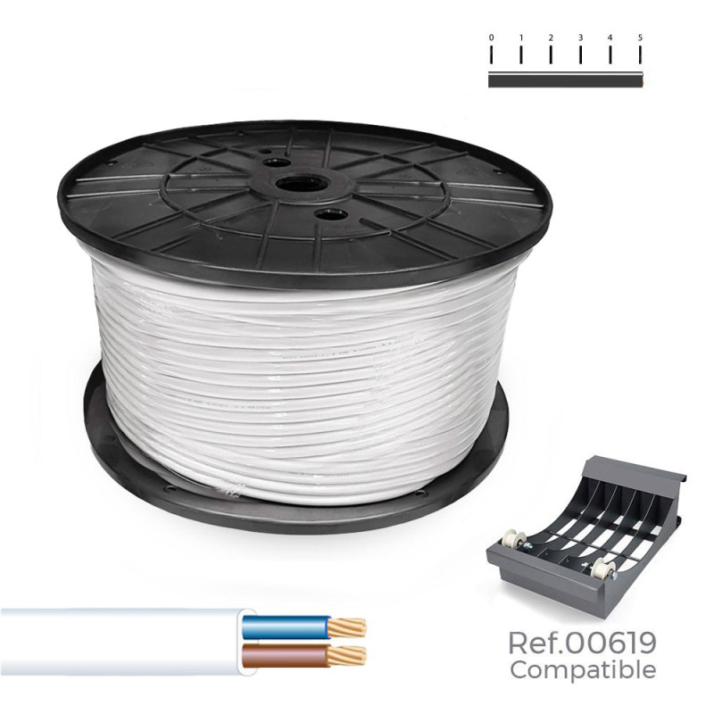 Manguera plana h03vvh2-f 2 x 0,75 mm² blanca, 400 m. (bobina grande) Manguera plana h03vvh2-f 2 x 0,75 mm² blanca, 400 m. (bobina grande)