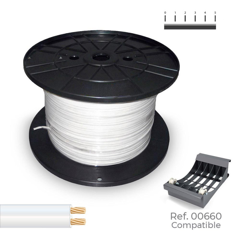Cable paralelo 48v 2 x 0,50 mm² blanco 500 m. (bobina mediana) Cable paralelo 48v 2 x 0,50 mm² blanco 500 m. (bobina mediana)