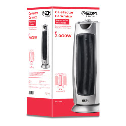 Calefactor de torre, ceramico, oscilante - modelo silver - 1000-2000w - edm