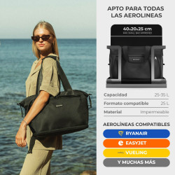 Bolsa de avion negra 25 - 35 l