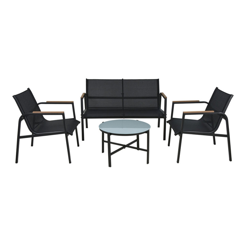 Conjunto jardin 4 piezas metal antracita Conjunto jardin 4 piezas metal antracita