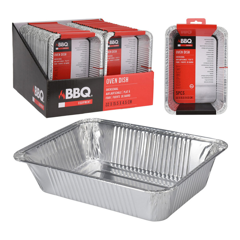 Bandeja de aluminio, juego 4 unidades, 22 x 15,5 x 4,5 cm Bandeja de aluminio, juego 4 unidades, 22 x 15,5 x 4,5 cm