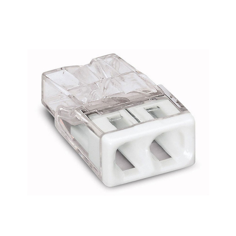 Conector rápido 2 vias, ø maximo 2,5 mm², transparente / blanca Conector rápido 2 vias, ø maximo 2,5 mm², transparente / blanca