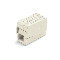 Conector rápido en linea presilla 3 vias, 2 rígidos + 1 rígido, semirígido o flexible ø máximo 2,5 mm², blanco