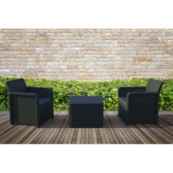 Conjunto jardin nassau grafito 3 piezas antracita + cojines