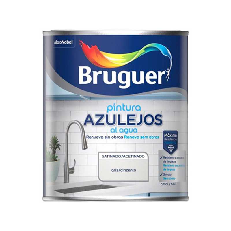 Pintura azulejos al agua gris satinado, 750 ml Pintura azulejos al agua gris satinado, 750 ml
