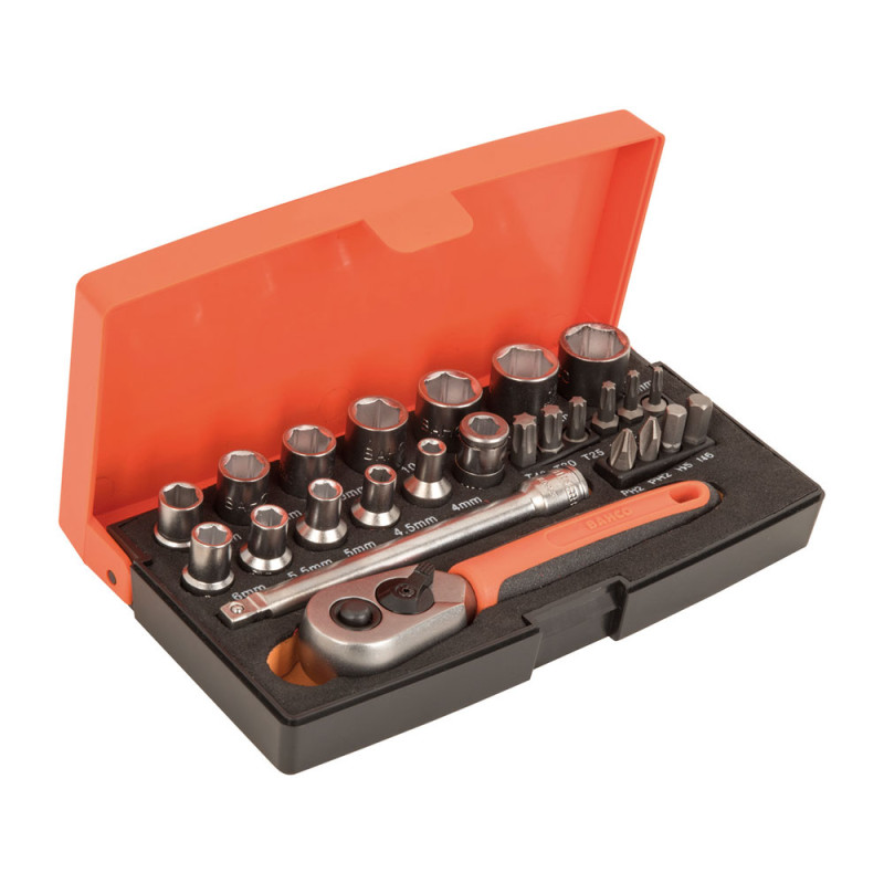 Llaves de vaso 1/4", maletín 25 piezas Llaves de vaso 1/4", maletín 25 piezas