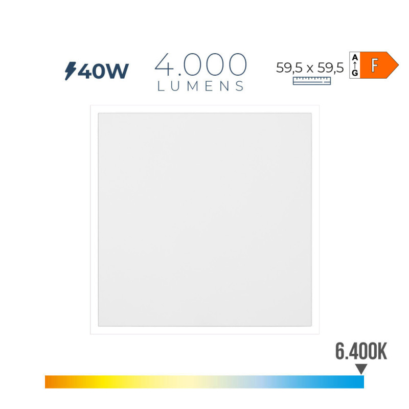 Panel led 40 w 4300 lm ra80 59,5 x 59,5 x 2,9 cm 6400 k luz fria Panel led 40 w 4300 lm ra80 59,5 x 59,5 x 2,9 cm 6400 k luz fria