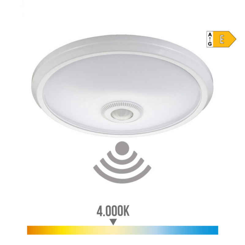 Aplique led de superficie con sensor y luz de emergencia ip20 16 w 96 leds 4000 k luz dia ø29 x 6 cm Aplique led de superficie con sensor y luz de emergencia ip20 16 w 96 leds 4000 k luz dia ø29 x 6 cm