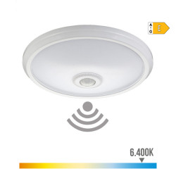 Aplique led de superficie con sensor y luz de emergencia ip20 16 w 96 leds 6400 k luz fria ø29 x 6 cm
