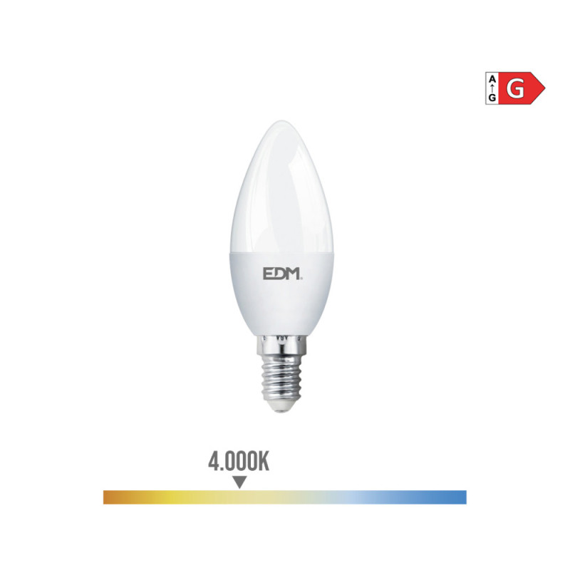 Bombilla vela led e14 5 w 400 lm 4000 k luz dia ø3,5 x 10 cm Bombilla vela led e14 5 w 400 lm 4000 k luz dia ø3,5 x 10 cm