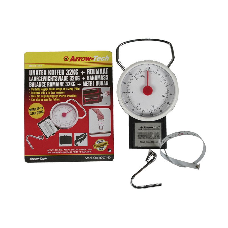 Bascula clasica analogica con gancho y cinta metrica, máximo 32 kg Bascula clasica analogica con gancho y cinta metrica, máximo 32 kg