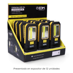 Linterna led cob 3 leds xl de 200lm. con gancho e iman 3xaaa (pilas incluidas) edm