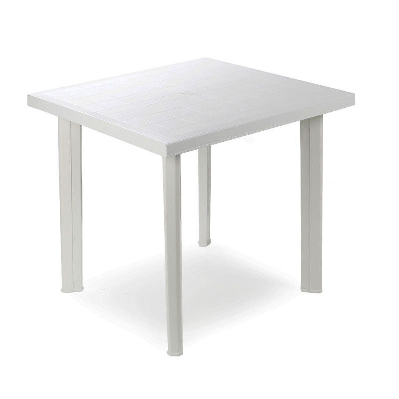 Mesa cuadrada color blanco para exterior 80 x 75 x 72 cm Mesa cuadrada color blanco para exterior 80 x 75 x 72 cm
