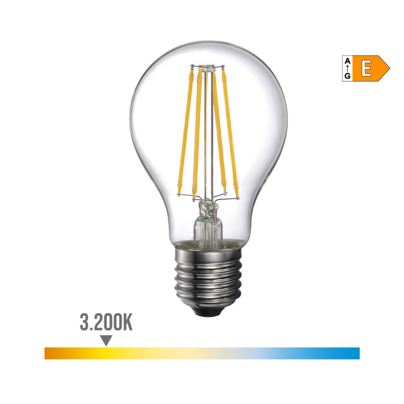 Bombilla standard con filamento de led e27 6 w 800 lm 3200 k luz calida ø6 x 10,6 cm Bombilla standard con filamento de led e27 6 w 800 lm 3200 k luz calida ø6 x 10,6 cm