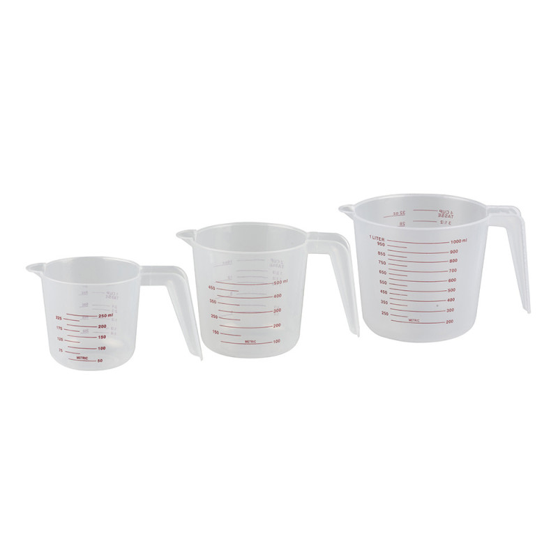 Juego de 3 jarras medidoras de 250/500/1000ml Juego de 3 jarras medidoras de 250/500/1000ml