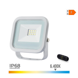 Foco proyector led blanco 10 w 800 lm 6400 k luz fria 9,2 x 2,7 x 8,1 cm
