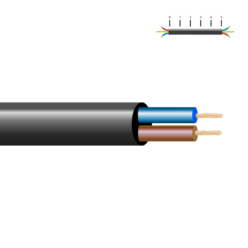 Manguera tubular h05vv-f 2 x 0,75 mm², negra euro/m Manguera tubular h05vv-f 2 x 0,75 mm², negra euro/m