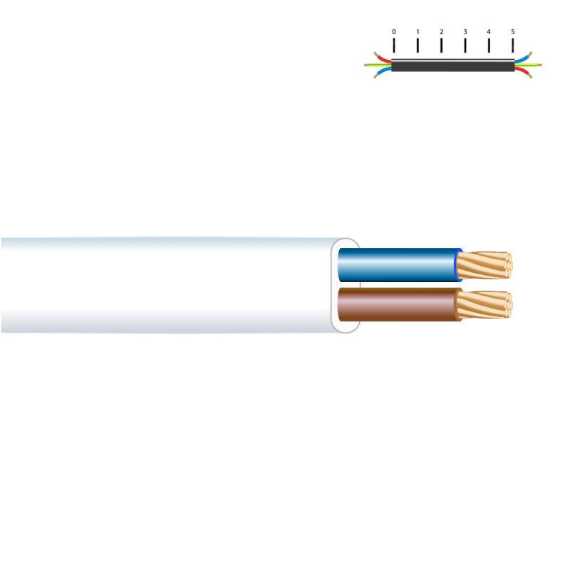 Manguera plana h03vv-f 2 x 0,75 mm² blanca euro/m Manguera plana h03vv-f 2 x 0,75 mm² blanca euro/m