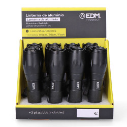 Linterna de aluminio con zoom. 1 led 3 x aaa (pilas incluidas)