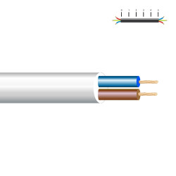 Manguera tubular h05vv-f 2 x 1,00 mm², blanca euro/m