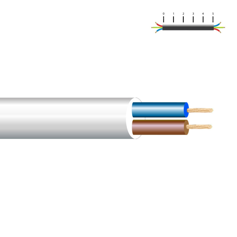 Manguera tubular h05vv-f 2 x 1,00 mm², blanca euro/m Manguera tubular h05vv-f 2 x 1,00 mm², blanca euro/m