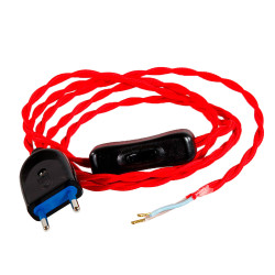 Kit cordon 2 x 0,75 mm, 120 + 80 cm, 2 m, rojo