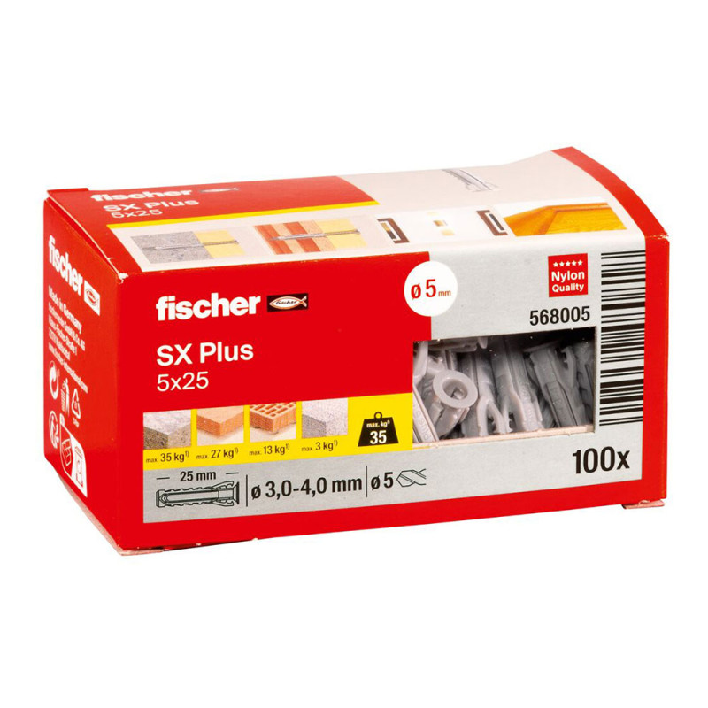 Taco fischer sx plus ø5x25mm 100 unid. n5 568005 Taco fischer sx plus ø5x25mm 100 unid. n5 568005