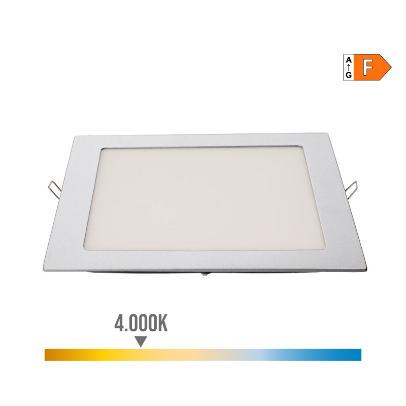 Downlight led empotrable cuadrado 20w luz dia 4000 k 1500 lm color cromado 22 x 22 cm Downlight led empotrable cuadrado 20w luz dia 4000 k 1500 lm color cromado 22 x 22 cm
