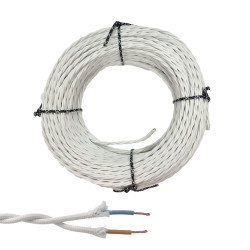 Cable paralelo textil trenzado h05vv-f 2 x 1,50 mm² blanco euro/m