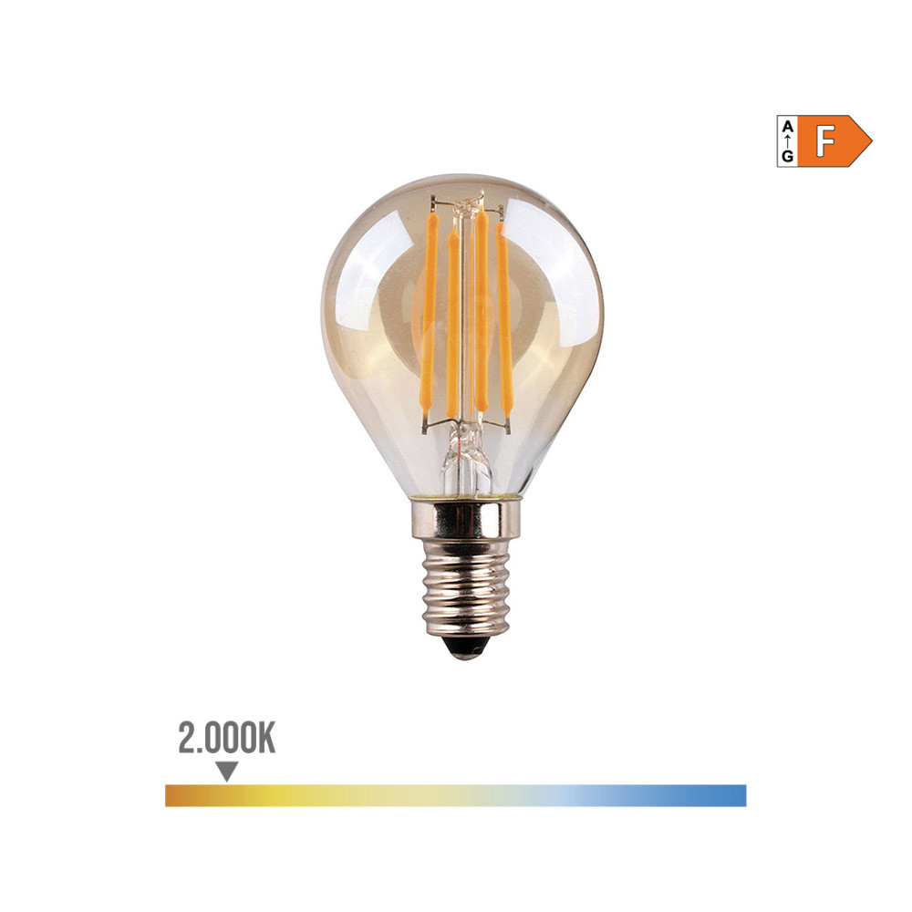 Bombilla esferica con filamento de led, cristal vintage e14 4,5 w 400 lm 2000 k luz calida ø4,5 x 7,8 cm Bombilla esferica con filamento de led, cristal vintage e14 4,5 w 400 lm 2000 k luz calida ø4,5 x 7,8 cm