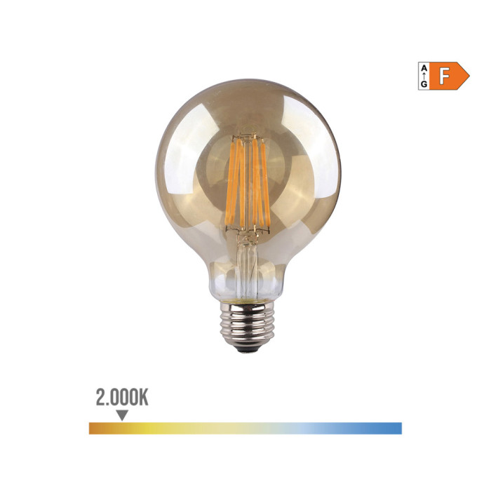 Bombilla de globo con filamento de led, cristal vintage e27 8 w 720 lm 2000 k luz calida ø12,5 x 17 cm